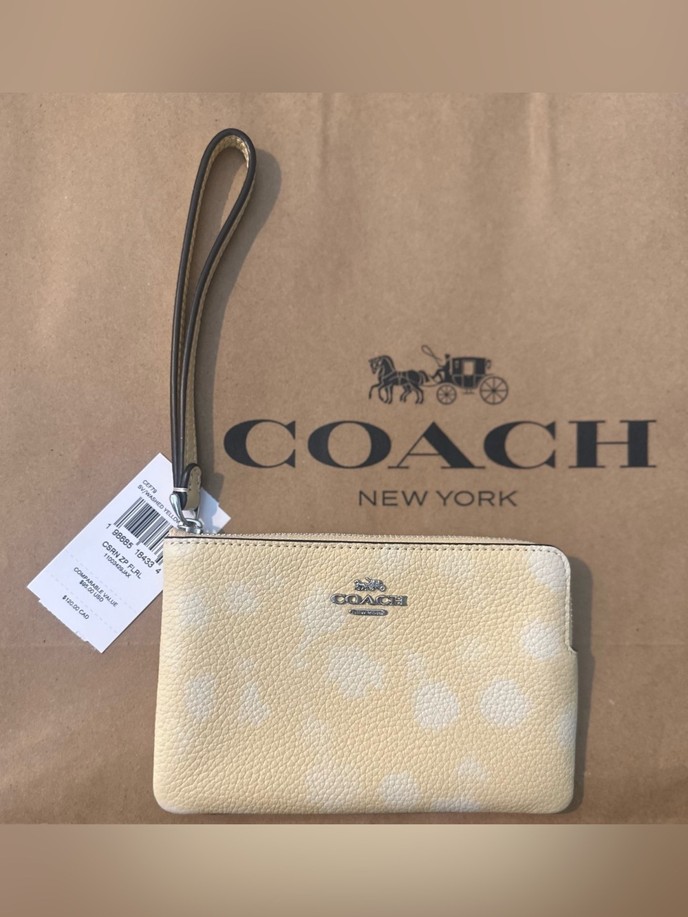Coach Wristlet in Cream Polka Dot